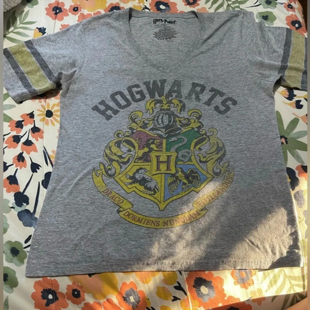 Harry Potter Juniors Hogwarts Crest Heather T-Shirt Grey Large (13)